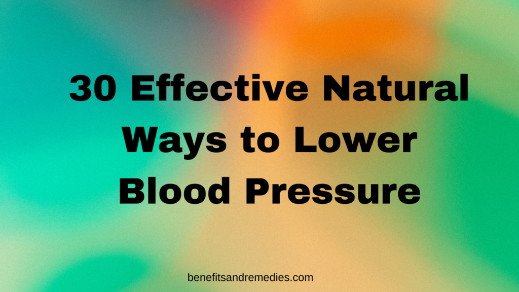 natural ways to lower blood pressure